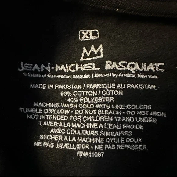 Jean Michel Basquiat x Dizzy Gillespie Jazz Horn Art Black Hoodie Size XL - Picture 10 of 10